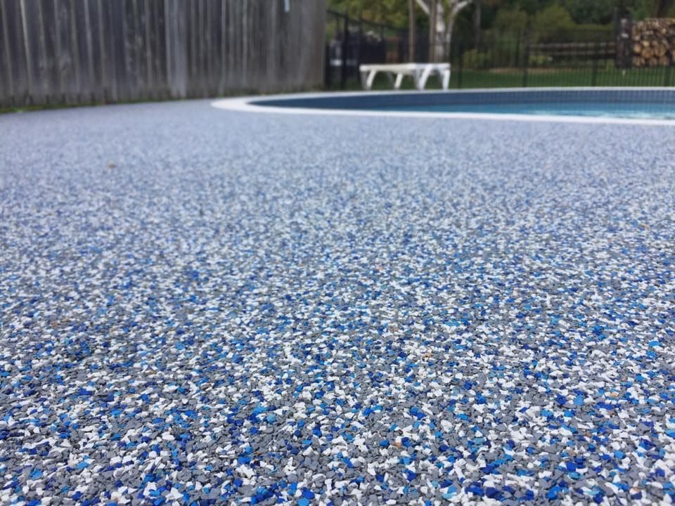 Rubber safety surfacing installed as a slip-resistant outdoor floor